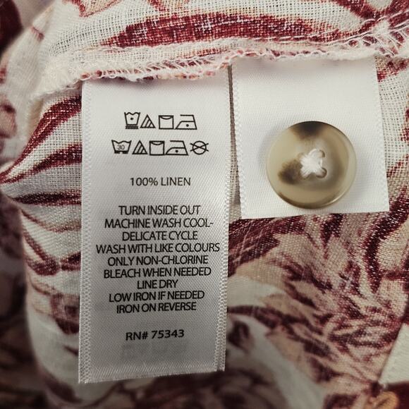 Rachel Zoe Sz S Linen Floral Print Button Down Blouse Tunic Pockets Blazer - Picture 6 of 7